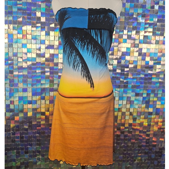 Andrew Chung Vintage‎ Rare Tropical Palm Tree Print Dress - Picture 2 of 5